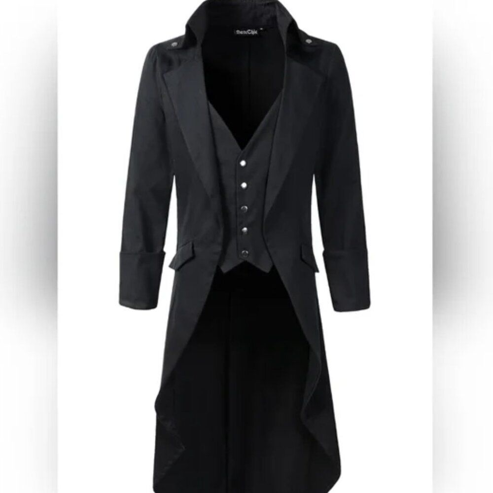 DarcChic Men’s 3XL Black Gothic Steampunk Victorian Tailcoat Cosplay Jacket